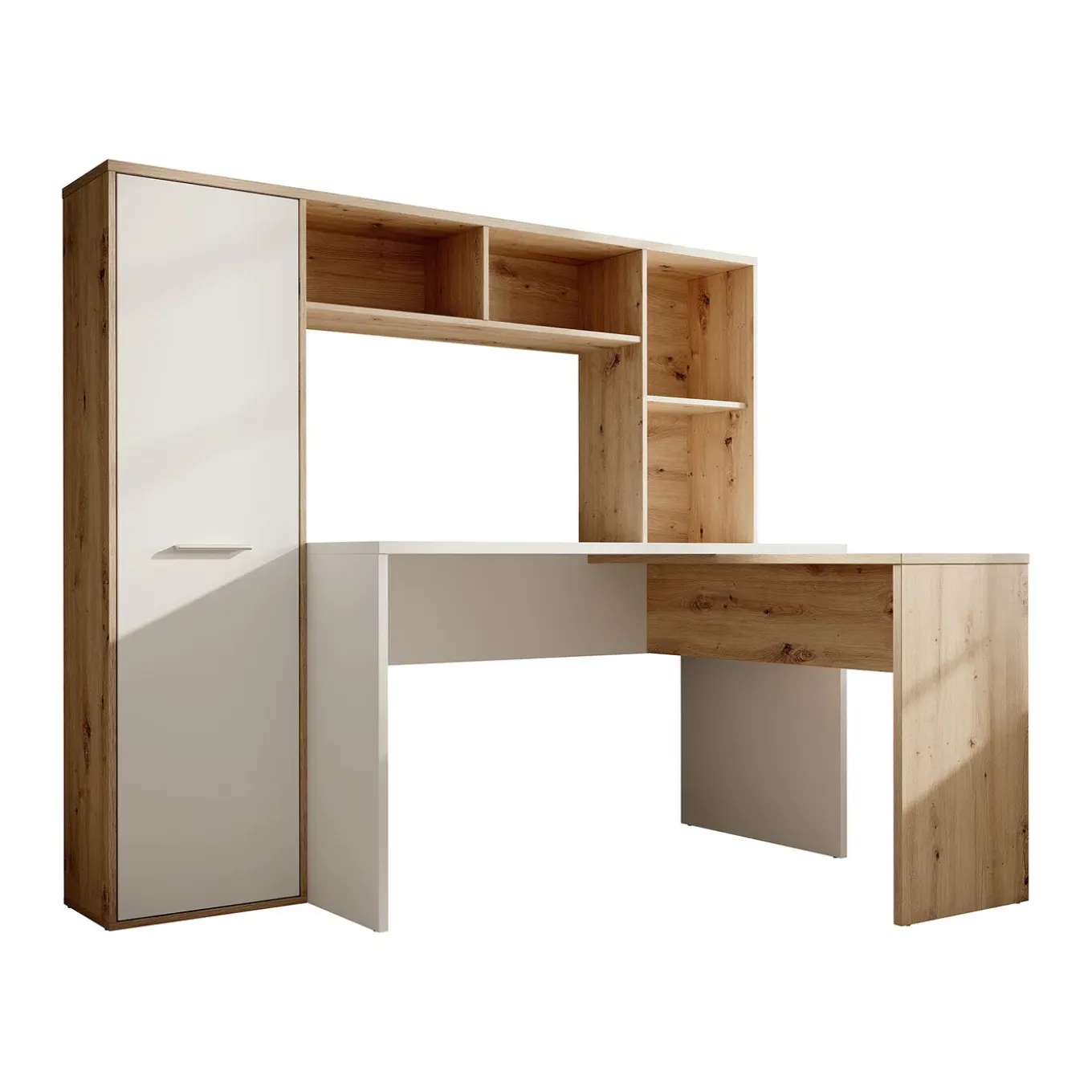 Meubella Bureau Elze - Eiken - Wit - 173x66x116 Cm