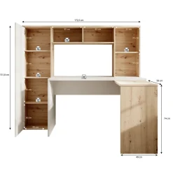 Meubella Bureau Elze - Eiken - Wit - 173x66x116 Cm