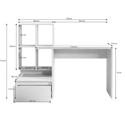 Meubella Bureau Pierre 2 - Donker Eiken - Antraciet - 145x52x75 Cm