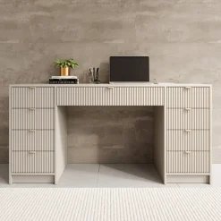 Meubella Bureau Tavares 2 - Beige - 154x55x76 Cm