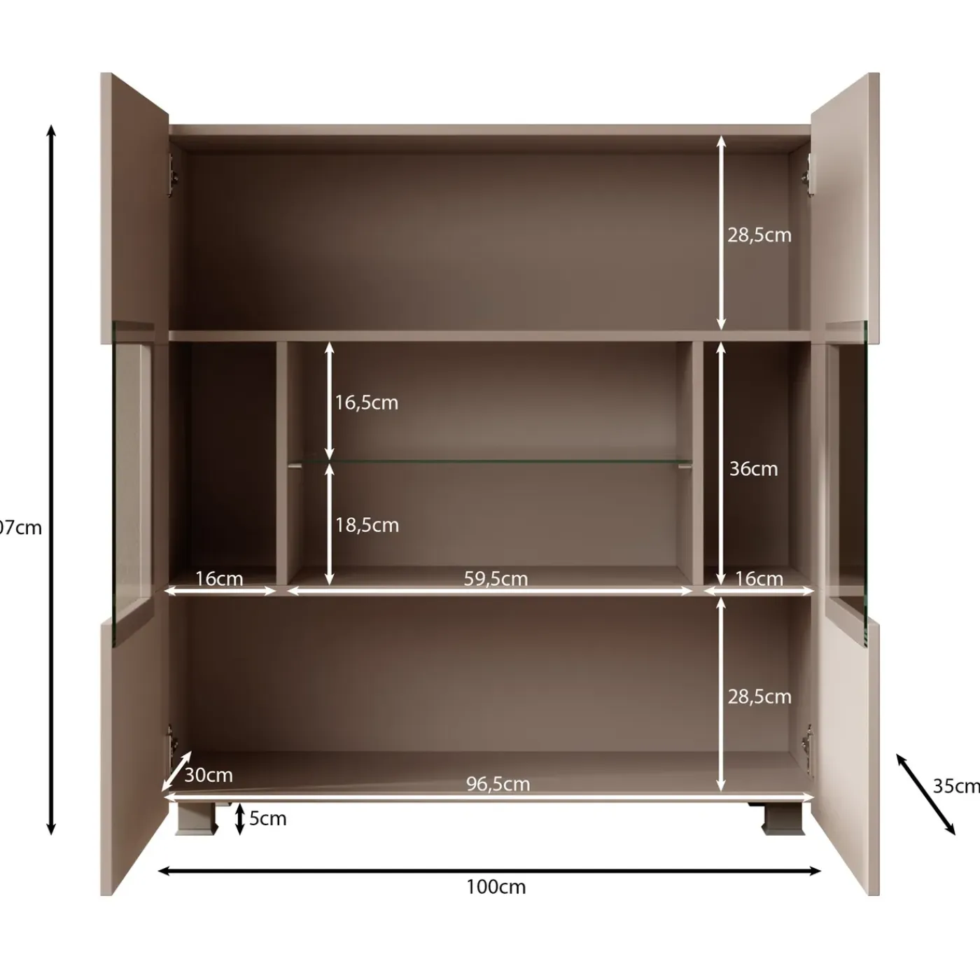 Meubella Dressoir Calgary - Beige - 100x35x107 Cm