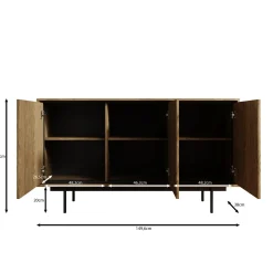 Meubella Dressoir Drenn - Licht Eikenpatroon - 150x38x85 Cm