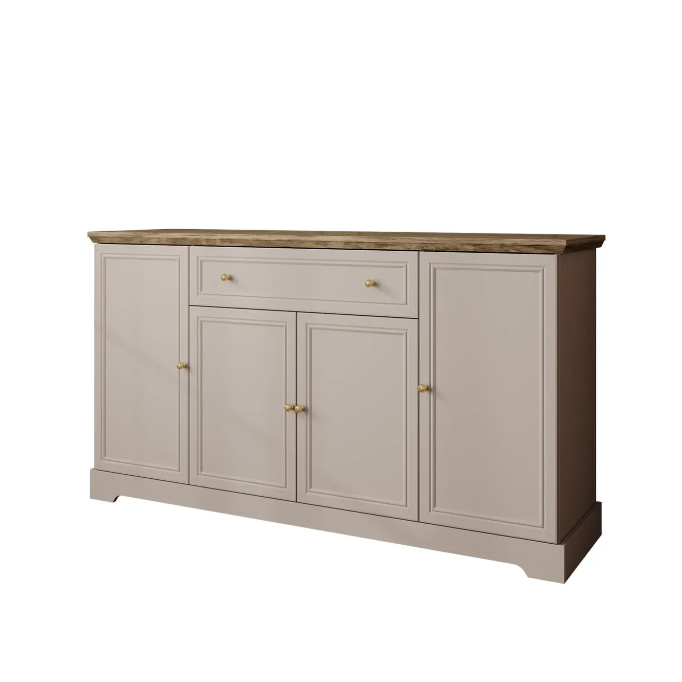 Meubella Dressoir Kresto - Beige/eikenpatroon - 165x46x91 Cm
