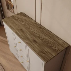 Meubella Dressoir Kresto - Beige/eikenpatroon - 150x38x85 Cm