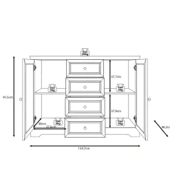 Meubella Dressoir Kresto - Beige/eikenpatroon - 150x38x85 Cm