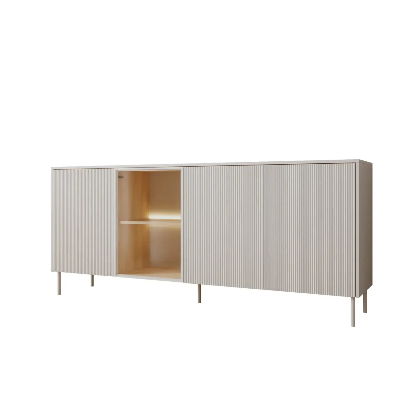Meubella Dressoir Lynton - Wit/licht Eiken - 195x41x83 Cm