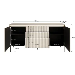 Meubella Dressoir Timoteo - Beige - 166x40x83 Cm
