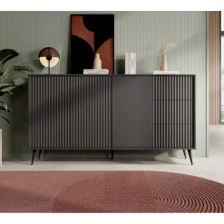 Meubella Dressoir Winq - Antraciet - 179x40x98 Cm