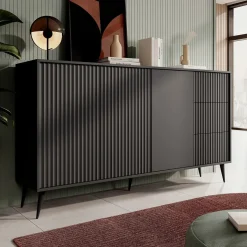 Meubella Dressoir Winq - Antraciet - 179x40x98 Cm