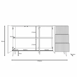 Meubella Dressoir Winq - Antraciet - 179x40x98 Cm