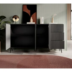 Meubella Dressoir Winq - Antraciet - 179x40x98 Cm