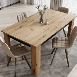 Meubella Eetkamertafel Montellini - Eikenpatroon - 160x90x77 Cm
