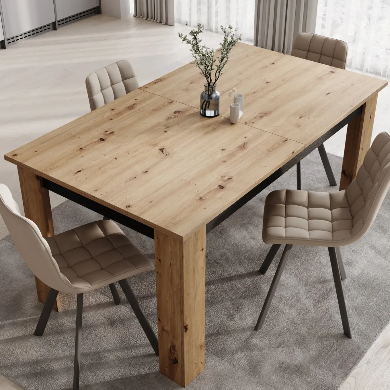 Meubella Eetkamertafel Montellini - Eikenpatroon - 160x90x77 Cm