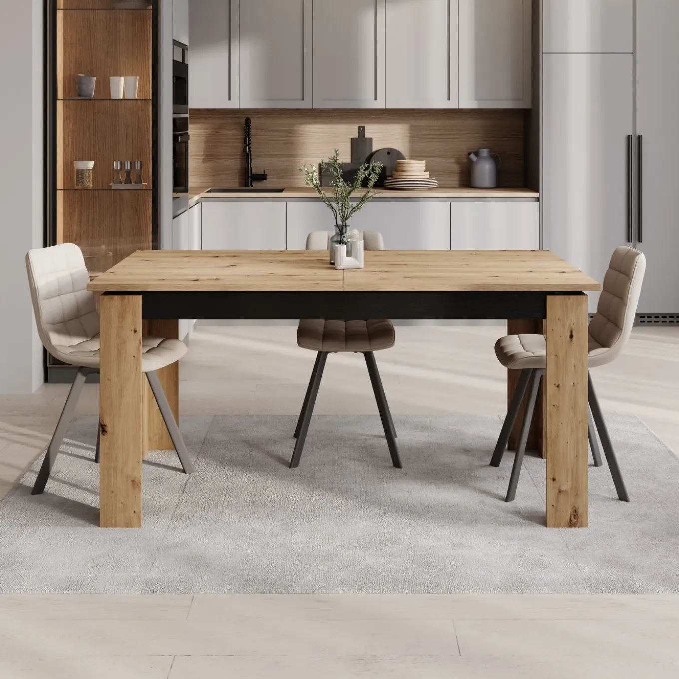 Meubella Eetkamertafel Montellini - Eikenpatroon - 160x90x77 Cm