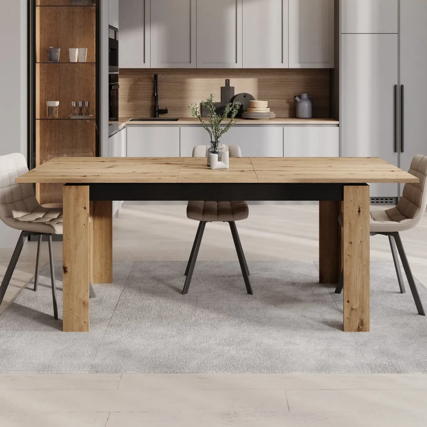 Meubella Eetkamertafel Montellini - Eikenpatroon - 160x90x77 Cm