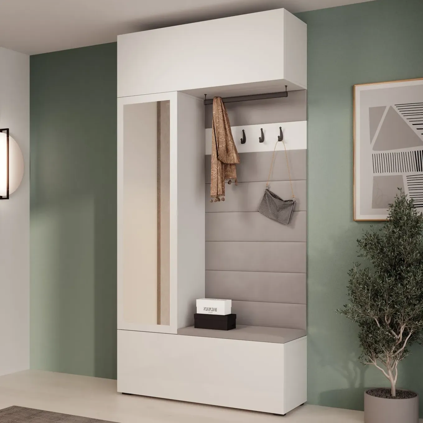 Meubella Halkast Telora - Wit - 115x38x232 Cm