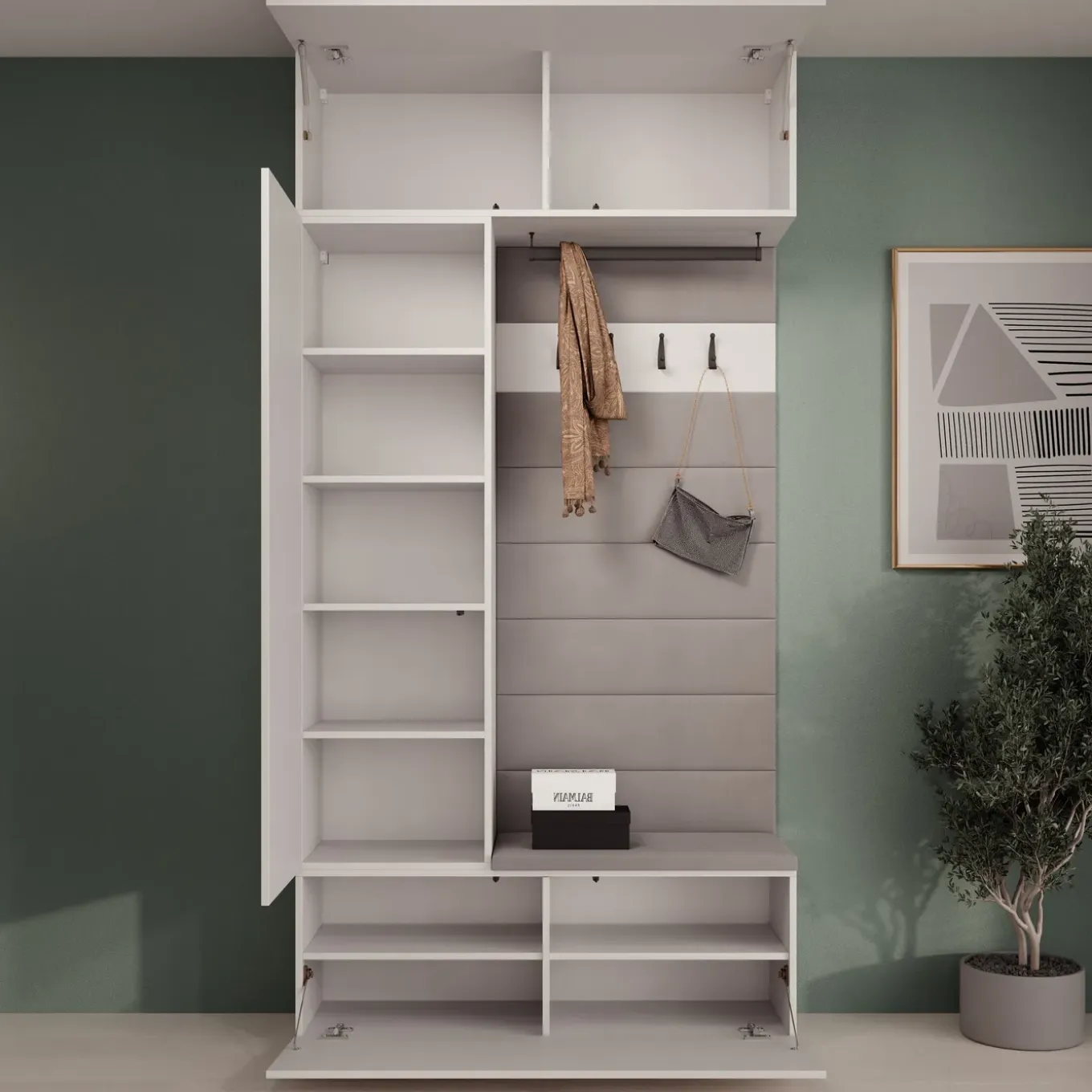 Meubella Halkast Telora - Wit - 115x38x232 Cm