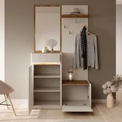 Meubella Kapstok Orenzo - Beige - 108x42x196 Cm