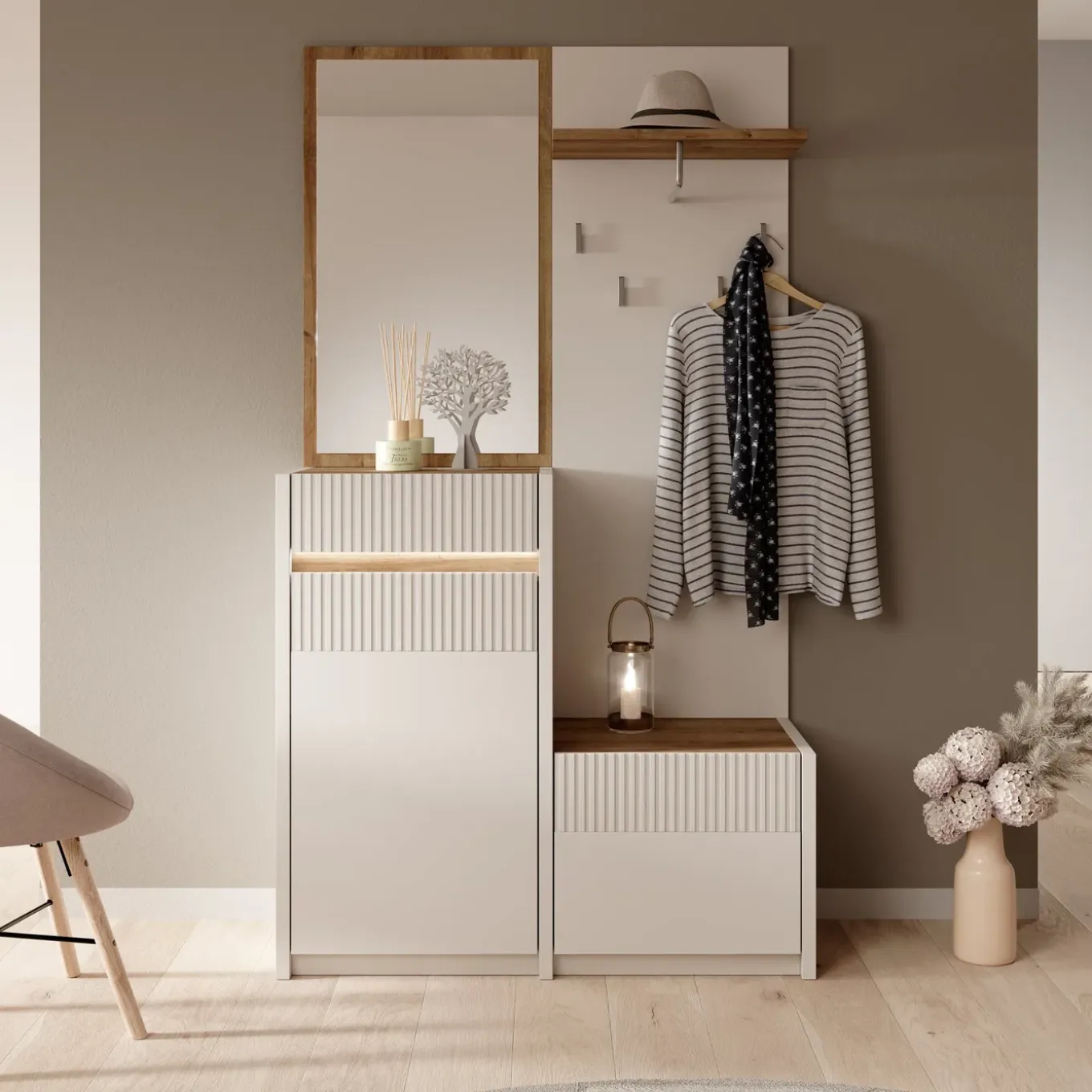Meubella Kapstok Orenzo - Beige - 108x42x196 Cm