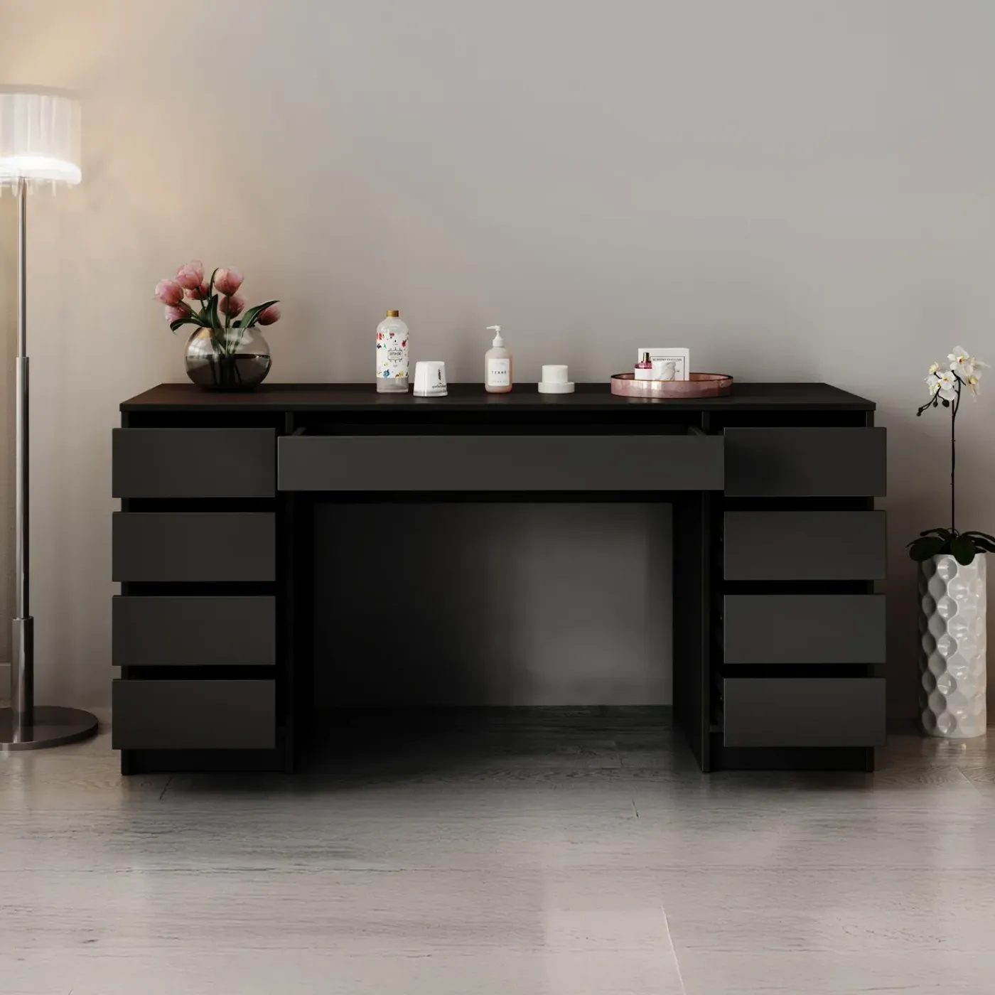 Meubella Kaptafel Arco 2 - Zwart - 154x55x75 Cm