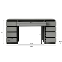 Meubella Kaptafel Arco 2 - Zwart - 154x55x75 Cm