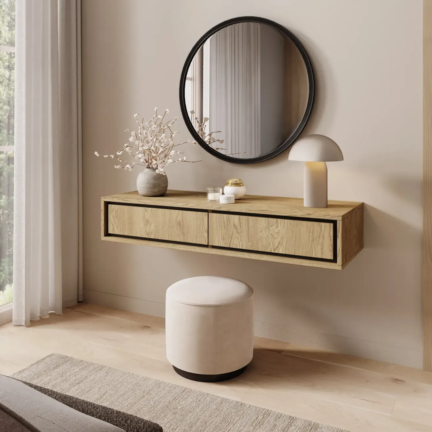 Meubella Kaptafel Drenn - Licht Eikenpatroon - 101x35x18 Cm