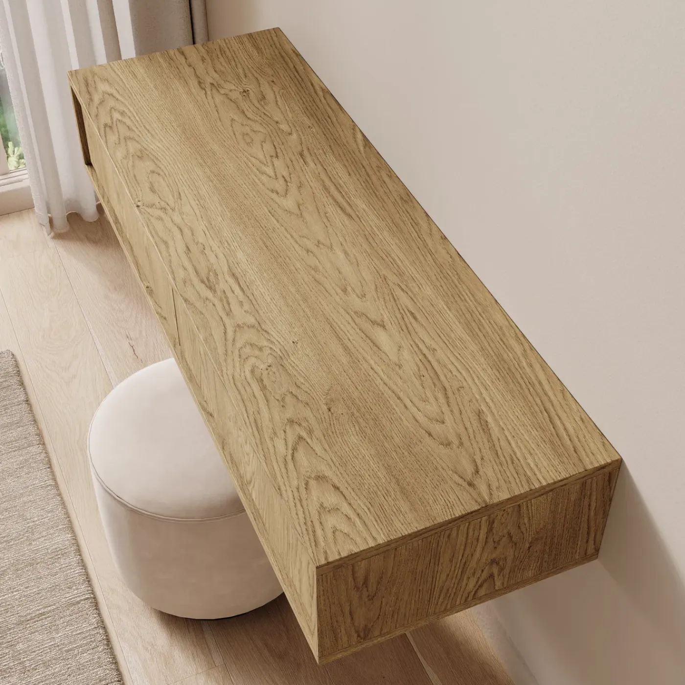 Meubella Kaptafel Drenn - Licht Eikenpatroon - 101x35x18 Cm