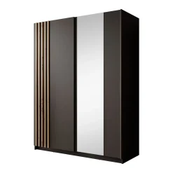 Meubella Kledingkast Boets - Zwart - Eiken - 150x64x199 Cm - Met Spiegel