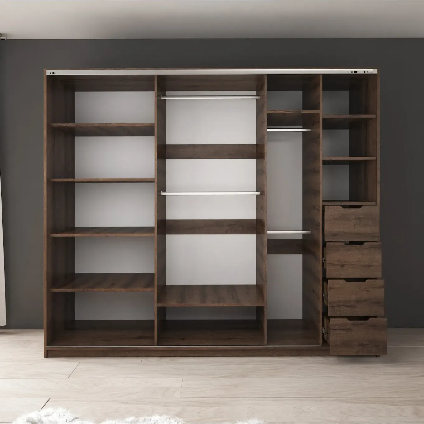 Meubella Kledingkast Diplo - Eiken - 250x69x215 Cm