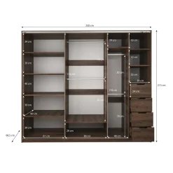 Meubella Kledingkast Diplo - Eiken - 250x69x215 Cm