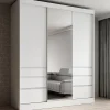 Meubella Kledingkast Henry - Wit - 180x65x216 Cm - Met Spiegel