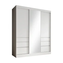 Meubella Kledingkast Henry - Wit - 180x65x216 Cm - Met Spiegel