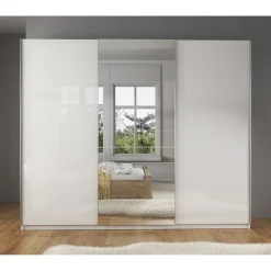 Meubella Kledingkast Mariah 2 - Wit - 263x66x224 Cm - Met Spiegel