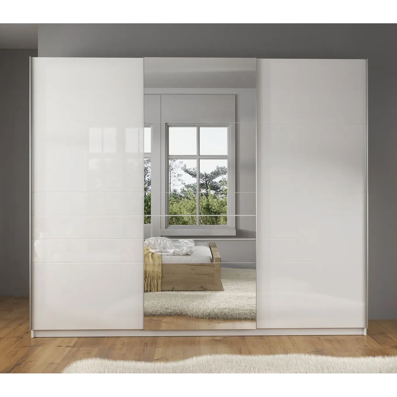 Meubella Kledingkast Mariah 2 - Wit - 263x66x224 Cm - Met Spiegel