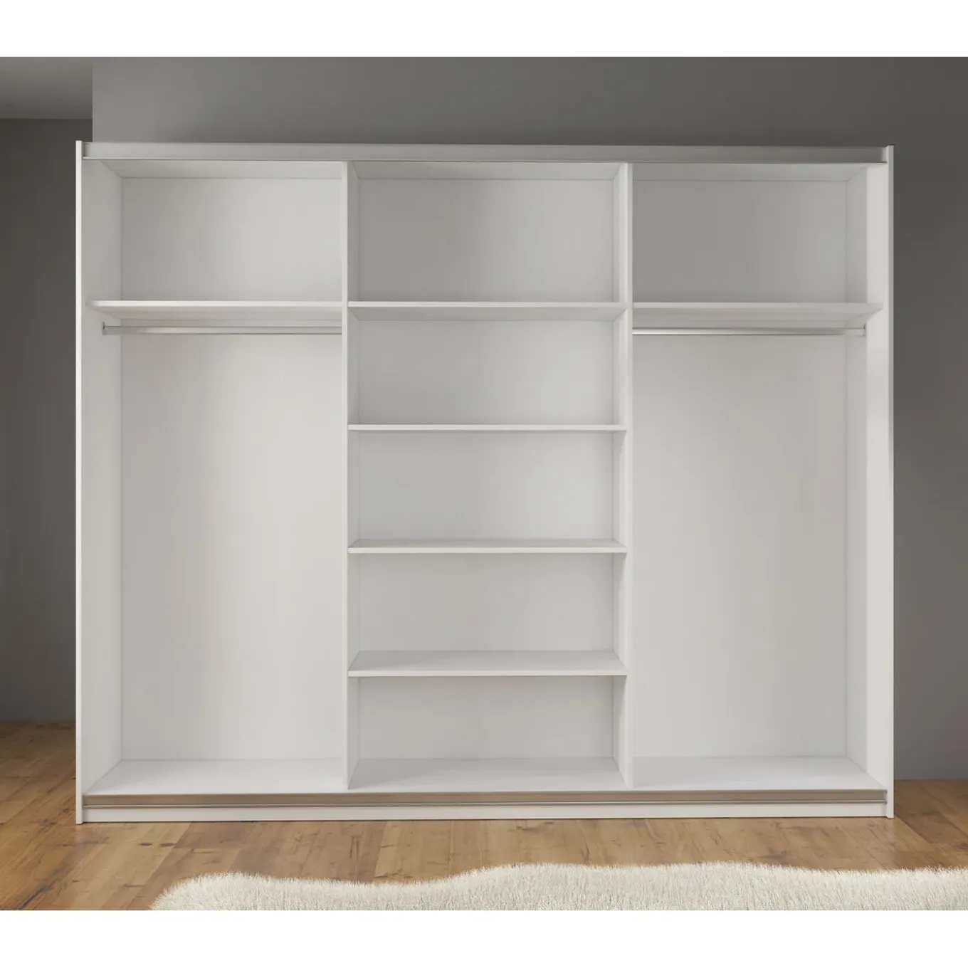 Meubella Kledingkast Mariah 2 - Wit - 263x66x224 Cm - Met Spiegel