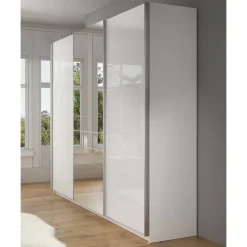 Meubella Kledingkast Mariah 2 - Wit - 263x66x224 Cm - Met Spiegel