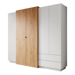 Meubella Kledingkast Three - Wit - Eiken - 230x52x202 Cm