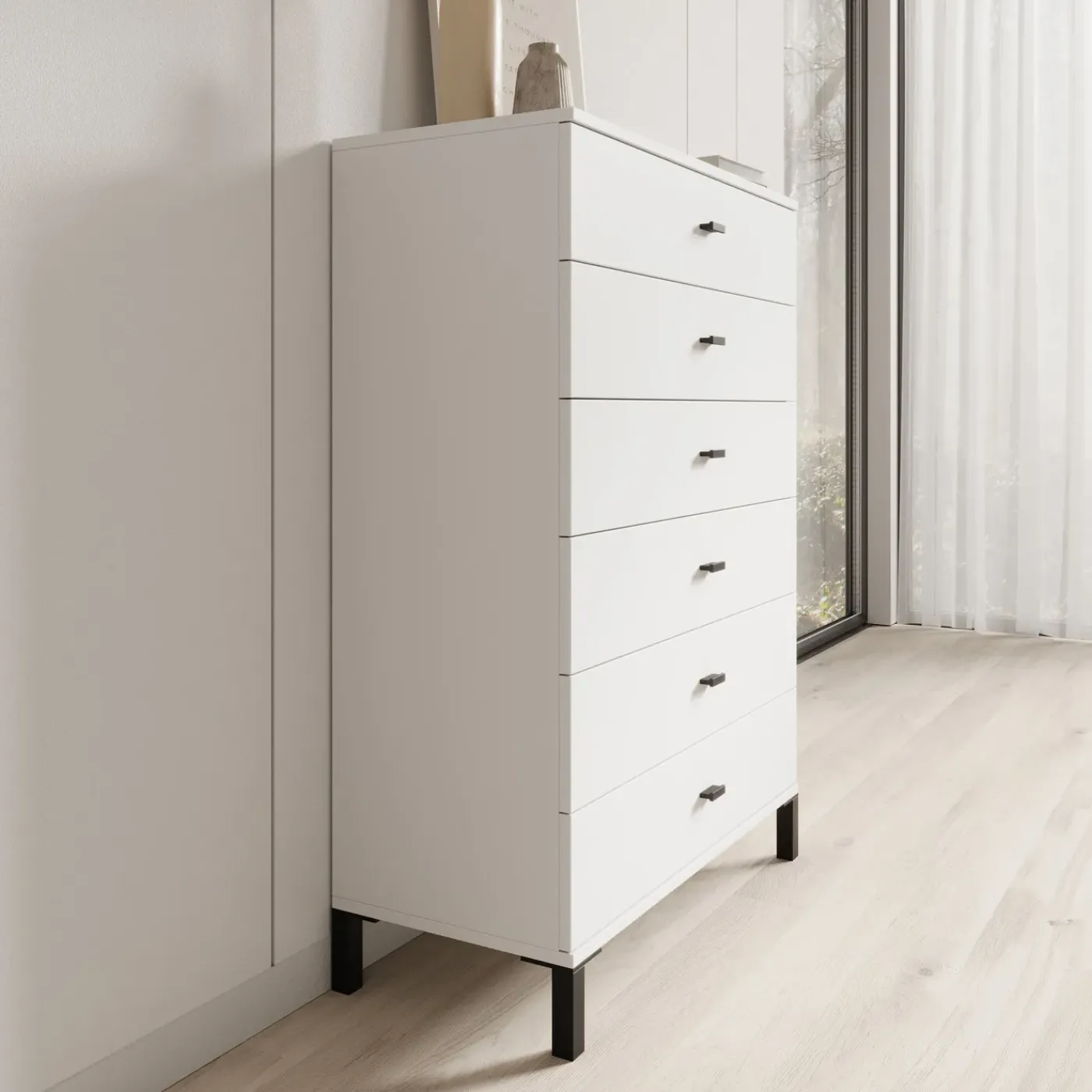 Meubella Ladekast Avellio - Wit - 77x35x110 Cm