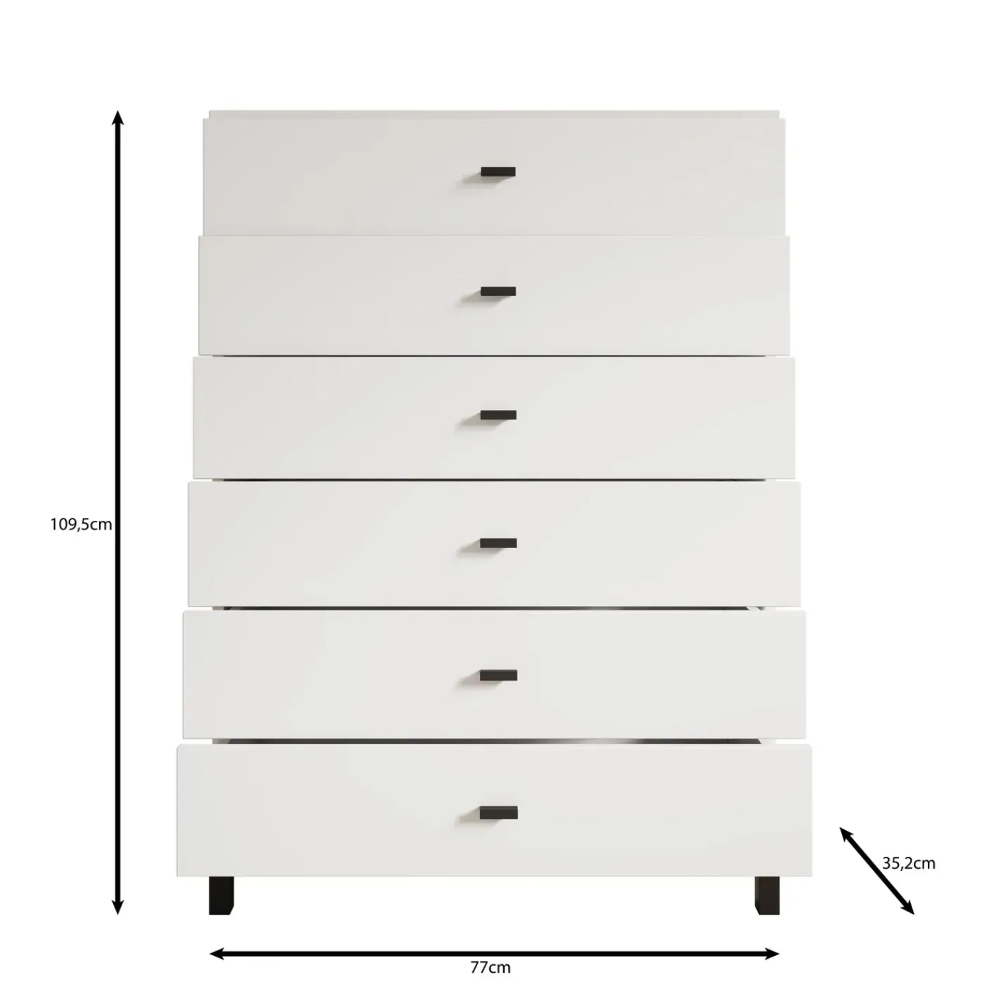 Meubella Ladekast Avellio - Wit - 77x35x110 Cm