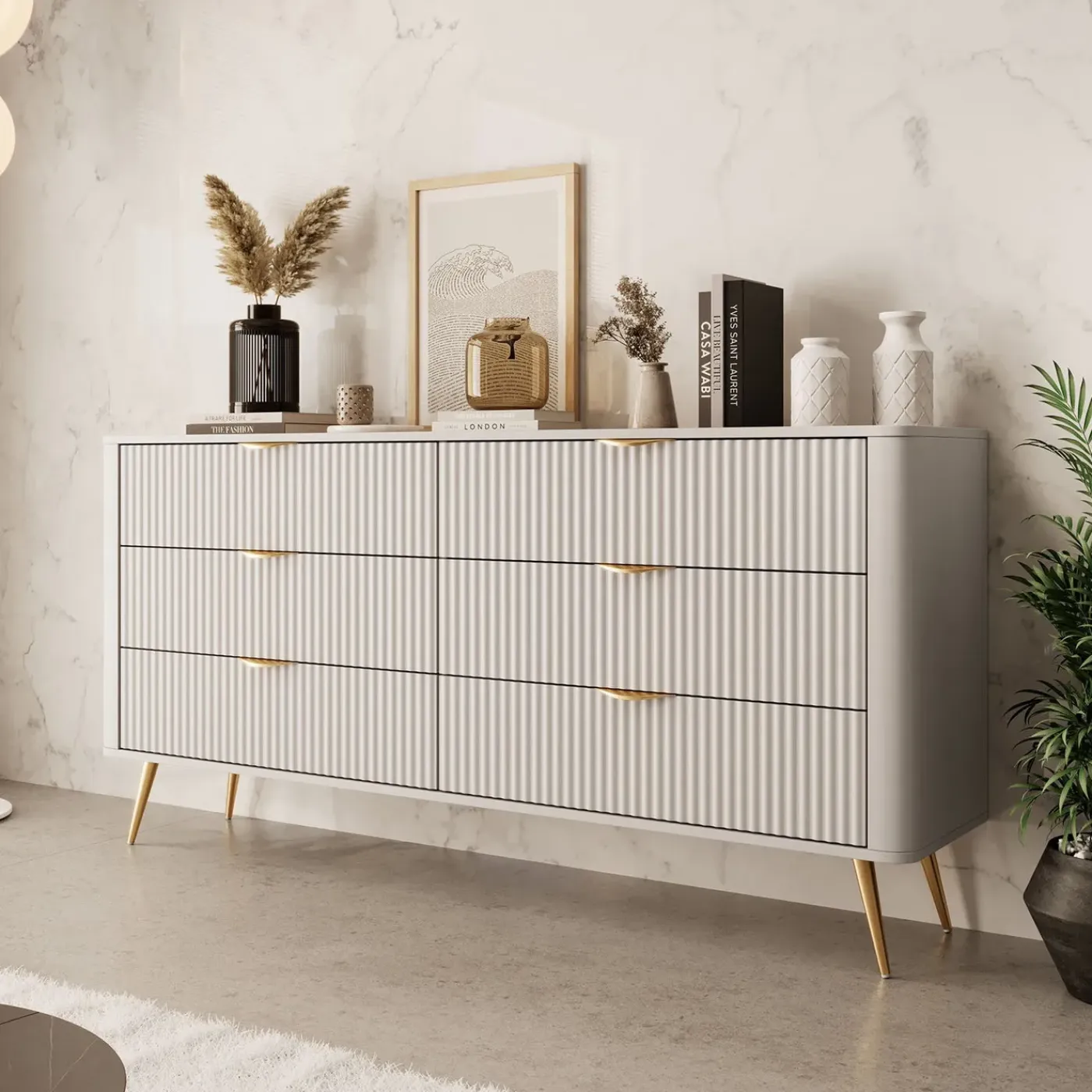 Meubella Ladekast Lima - Beige - 163x38x81 Cm