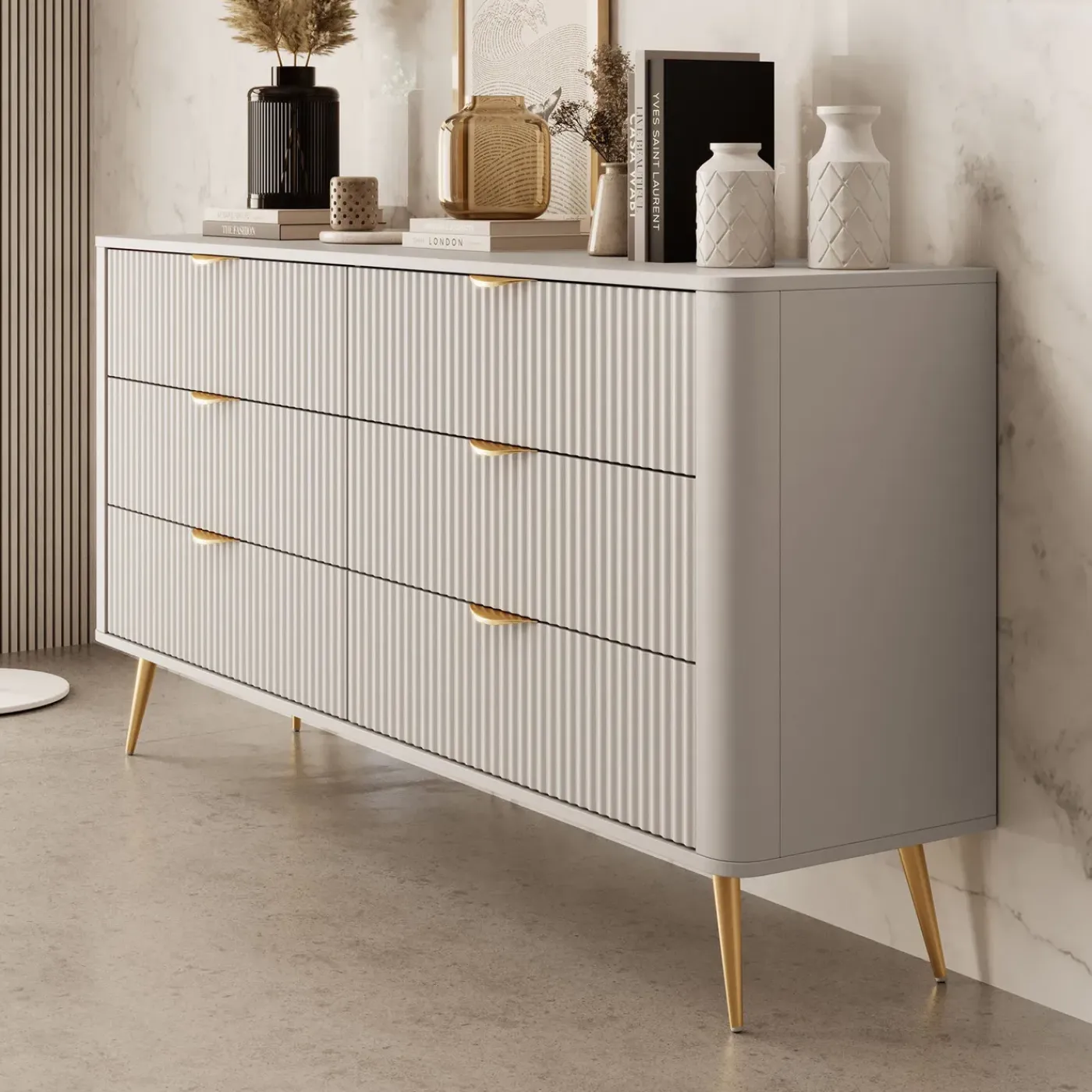 Meubella Ladekast Lima - Beige - 163x38x81 Cm