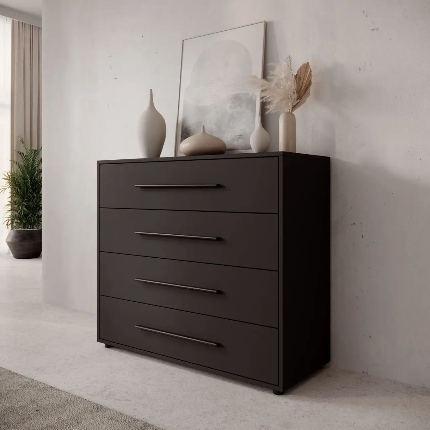 Meubella Ladekast Montalo - Zwart - 99x40x87 Cm