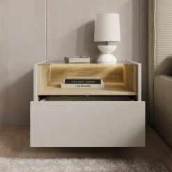 Meubella Nachtkastje Heath - Beige - 53x40x43 Cm