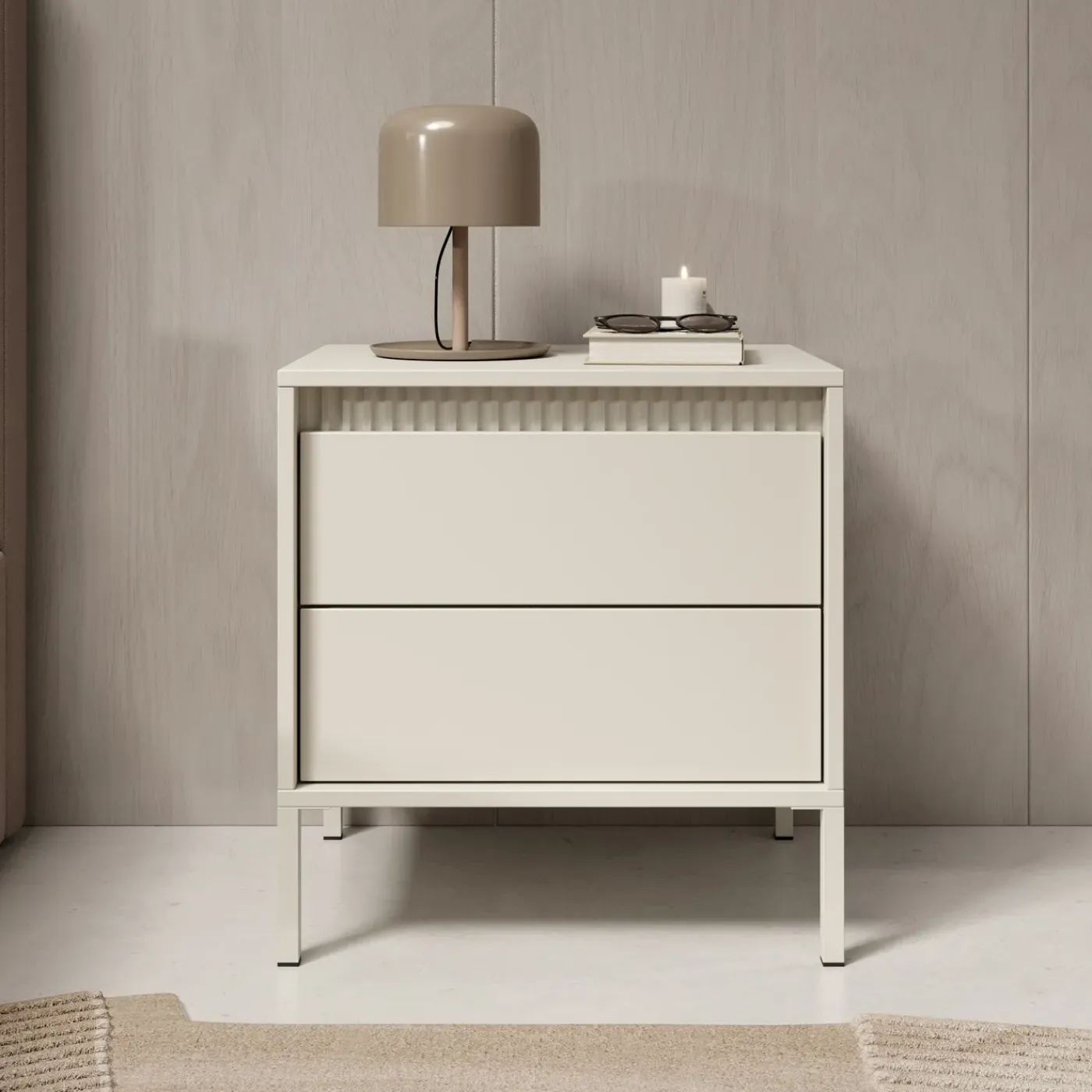 Meubella Nachtkastje Saran - Beige - 54x40x56 Cm