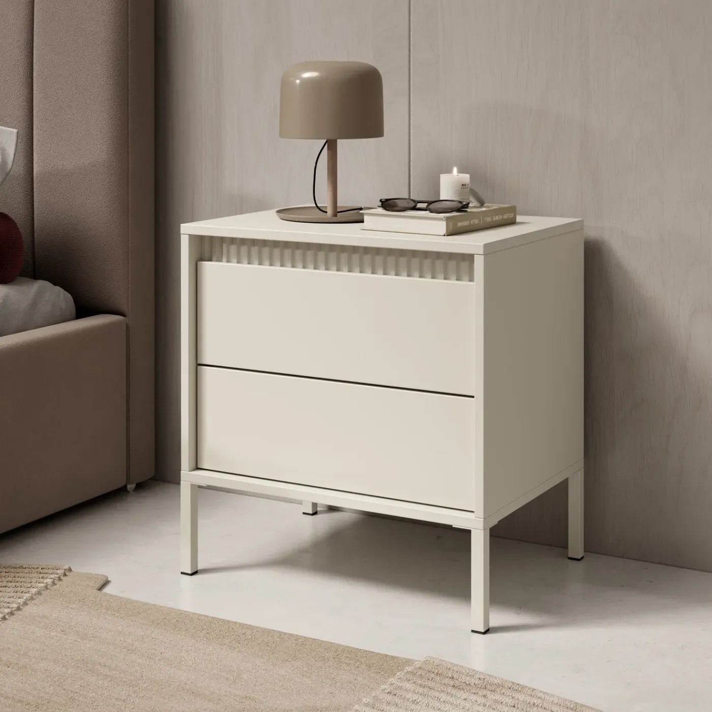 Meubella Nachtkastje Saran - Beige - 54x40x56 Cm