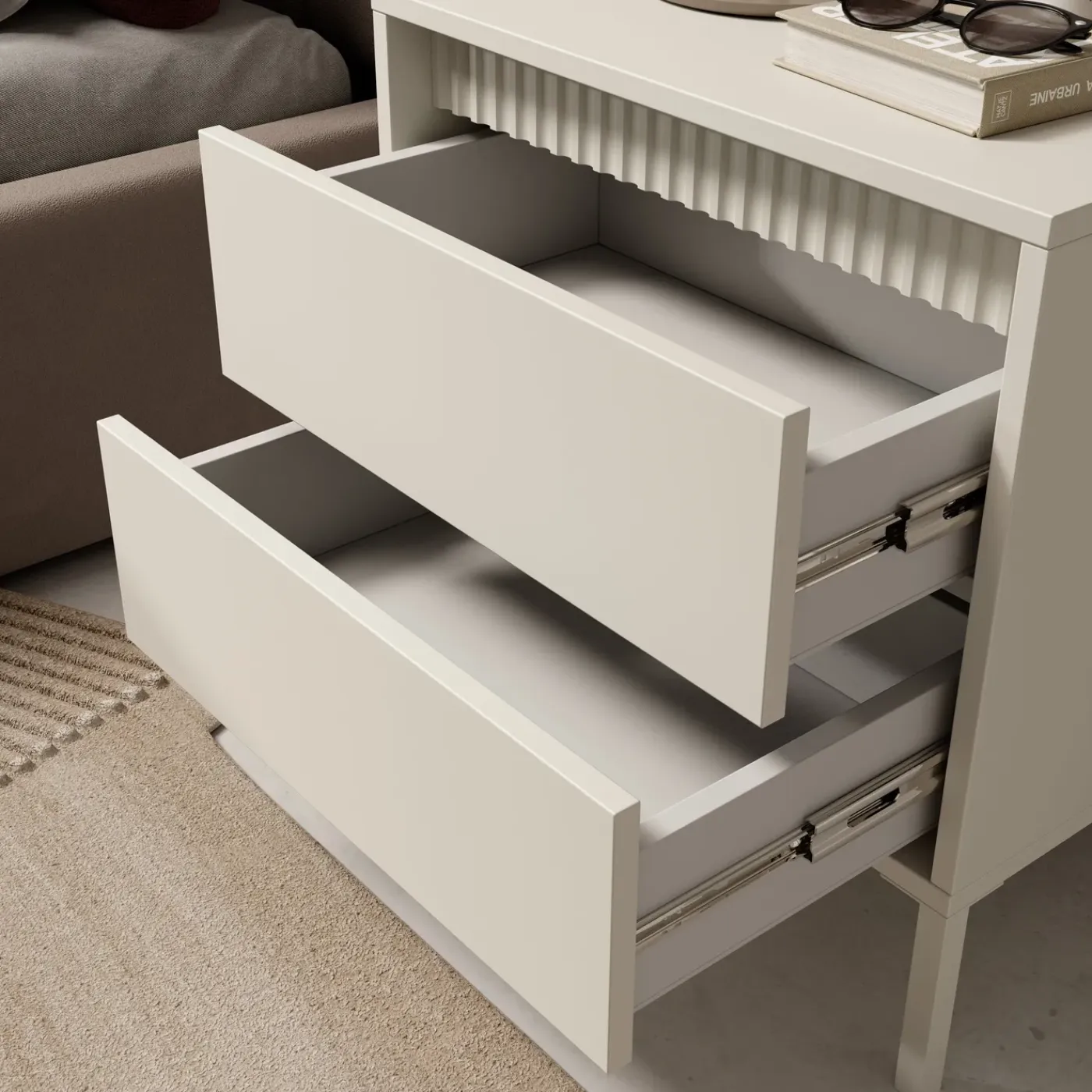 Meubella Nachtkastje Saran - Beige - 54x40x56 Cm