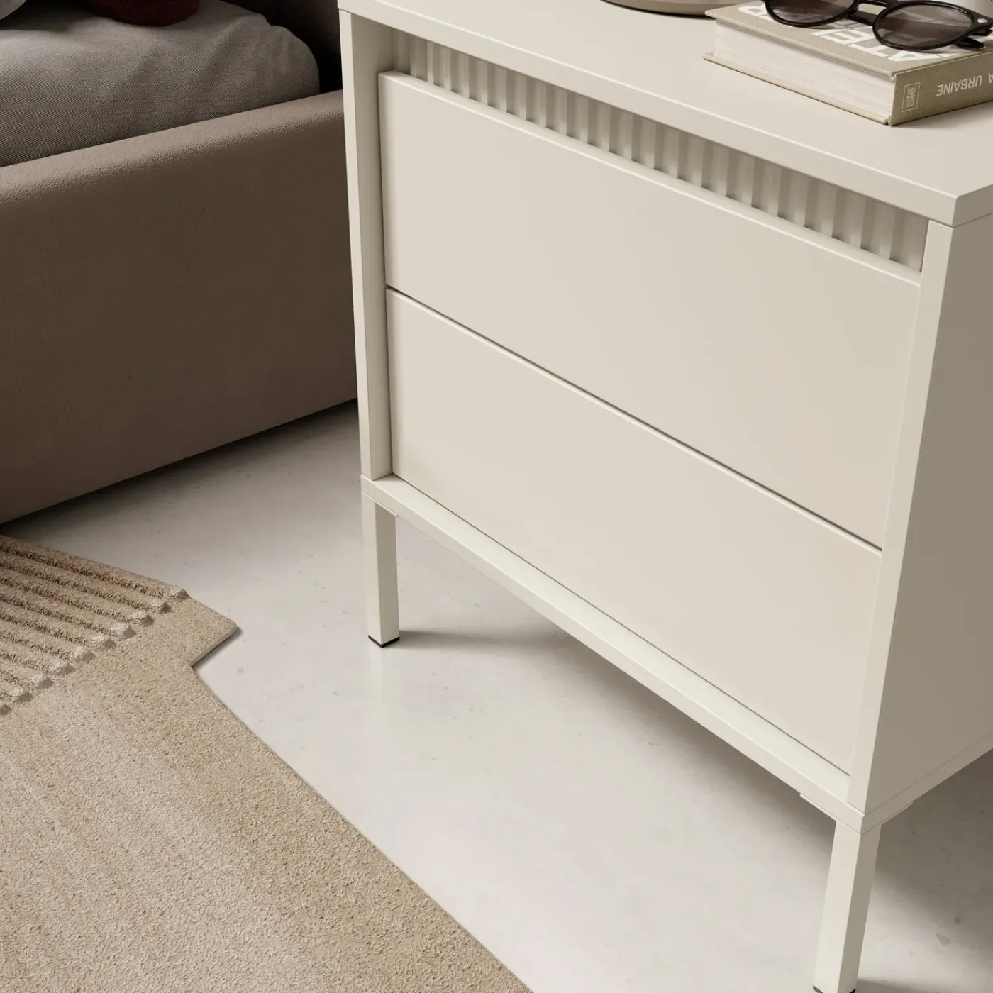 Meubella Nachtkastje Saran - Beige - 54x40x56 Cm