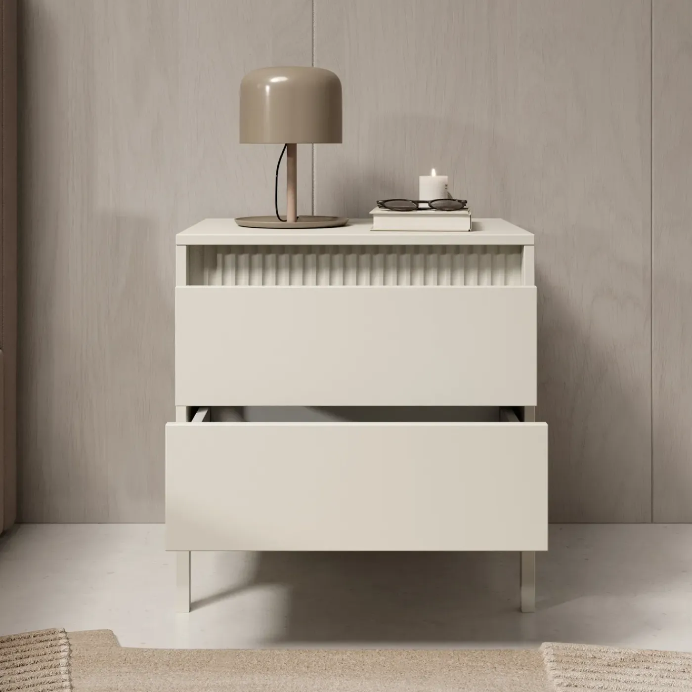 Meubella Nachtkastje Saran - Beige - 54x40x56 Cm