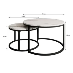 Meubella Salontafel Rica - Grijs Marmerlook - Set Van 2