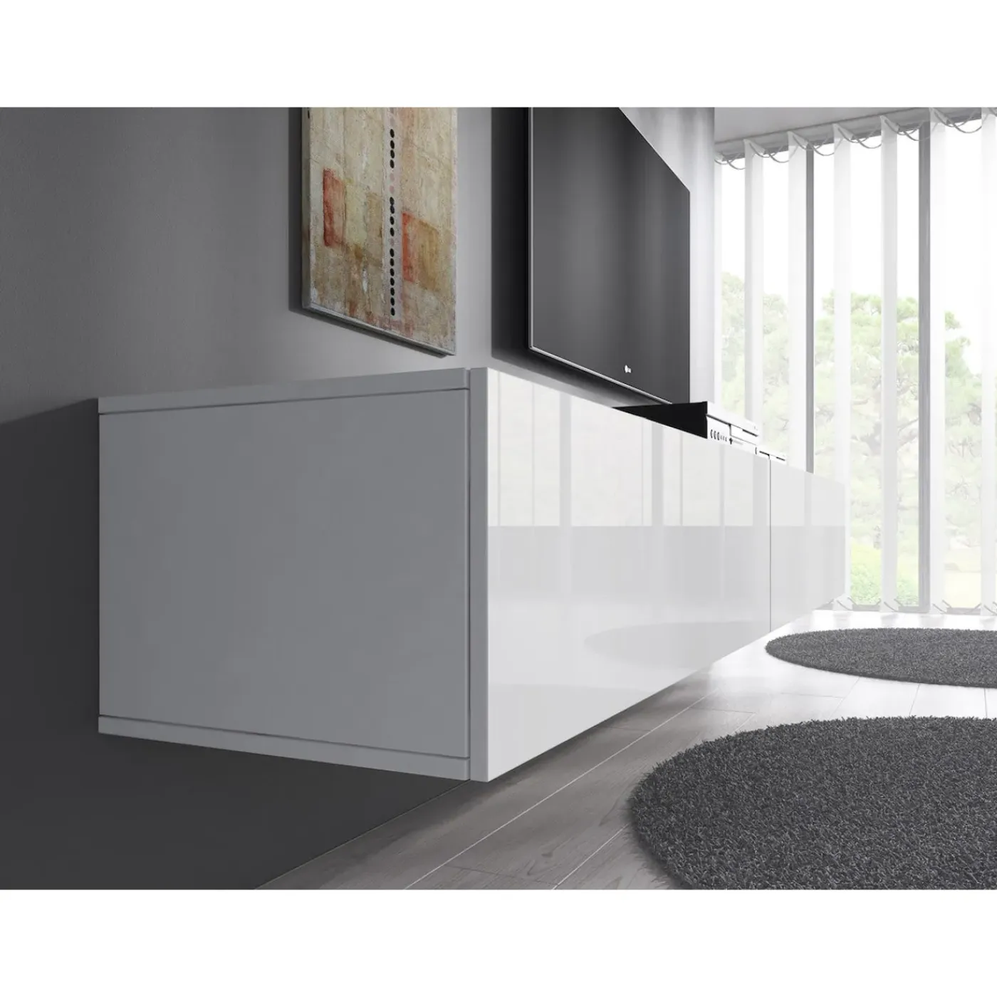 Meubella Tv-meubel Flame - Wit - 200x40x30 Cm